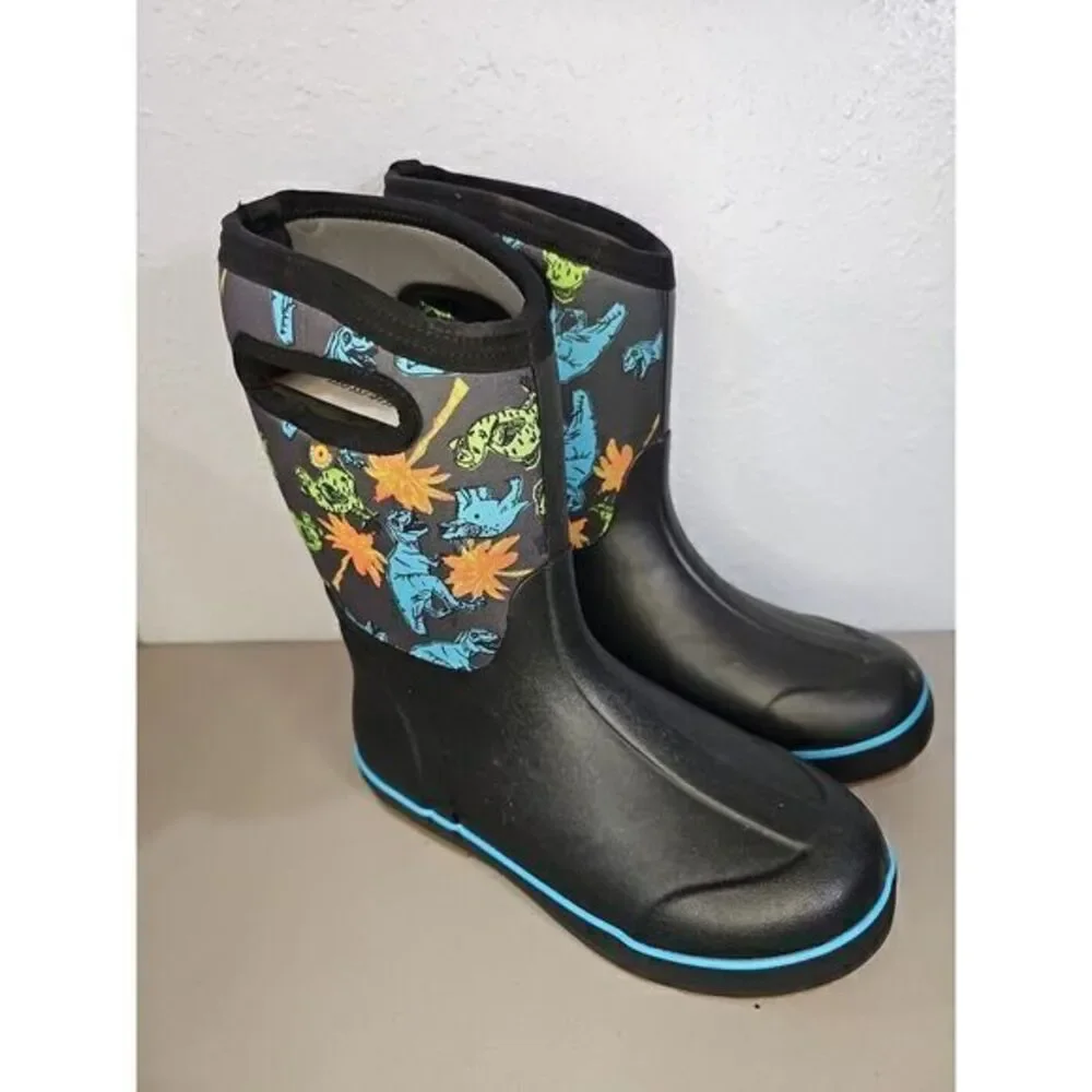 Bogs Classic II Dinosaur Kid's Rain Boots, Black‎ Multi, K2 Size Youth 6